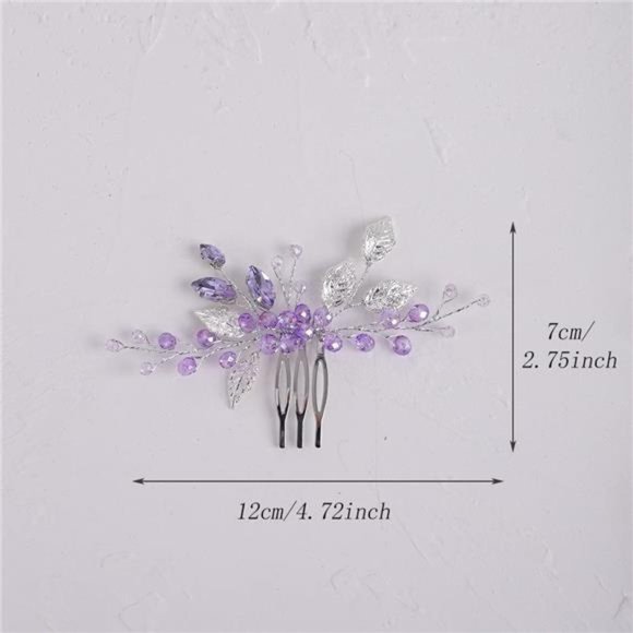 YERTTER Wedding Crystal Leaf Bridal Hair Comb Pearl Wedding Hair Accessories main image 4